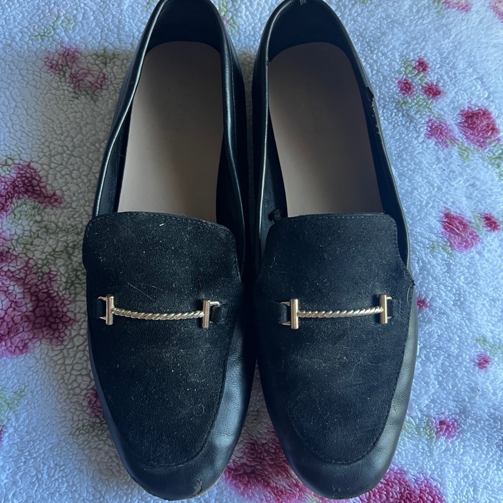 Aldo Black Loafers with Gold Accent